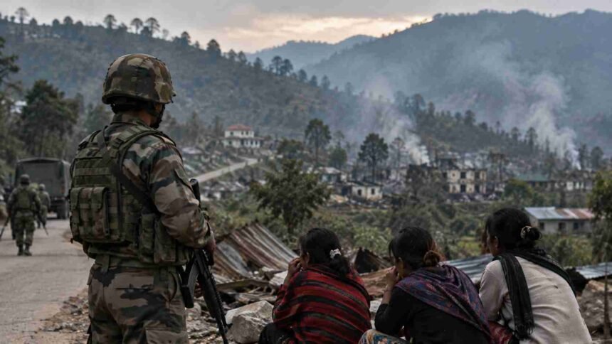 Checkpoint Overlooking a Smoke Filled Village compressed 1